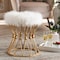 Baxton Studio Leonie White Faux Fur Upholstered Gold Finished Metal Ottoman 161-10274 - alternate 3